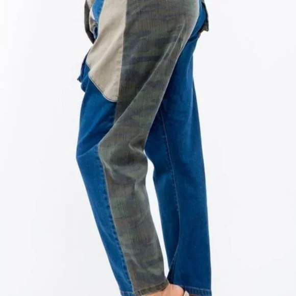 Callie Trifecta: Mixed Denim Khaki Camo Cargo Harem Jeans - Picture 10 of 17